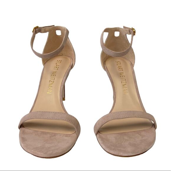 New Stuart Weitzman Nunaked Neutral Suede Classic Heel Sandals Size 10 - Picture 6 of 15